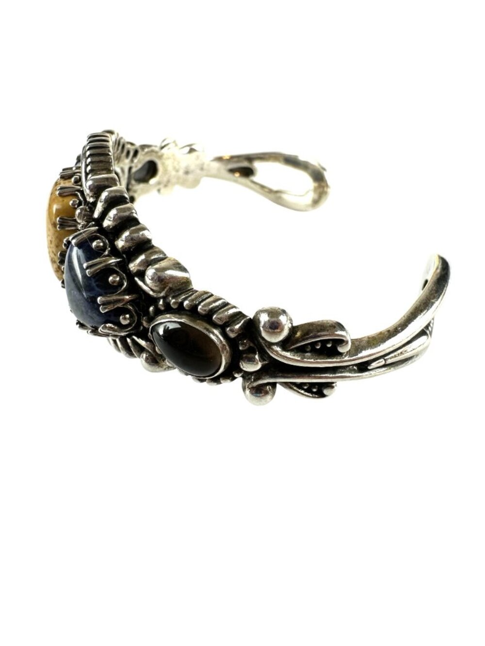 Carolyn Pollack Sterling Silver Cuff Bracelet Jasper & Lapis Lazuli - Picture 5 of 5